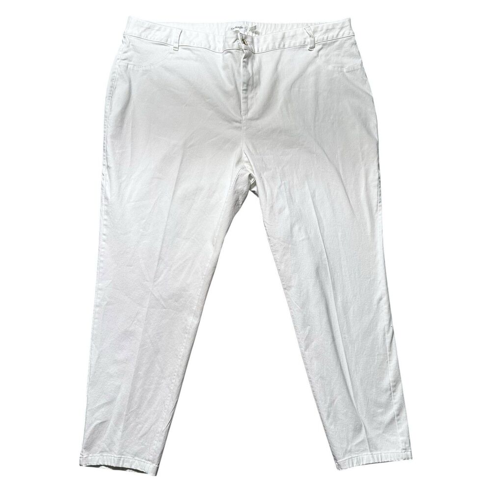 Calvin Klein Womens 24W Slim Tapered Pants White Stretch Casual Pull On EUC